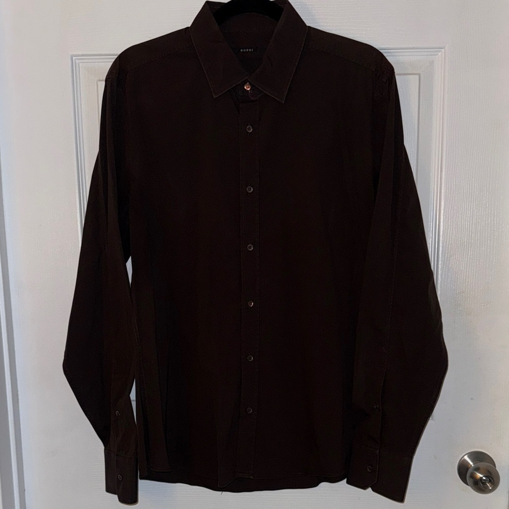 Gucci Dark Brown Stretch Dress Shirt